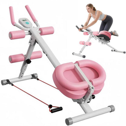 Ab Workout Equipment, Adjustable Sit-Up Machine for Full-Body Workouts and Strength Training at Home, Body-Shaping Fitness Equipment, Foldable Waist Trainer, Beginner-Friendly, Available in Pink/Purple.