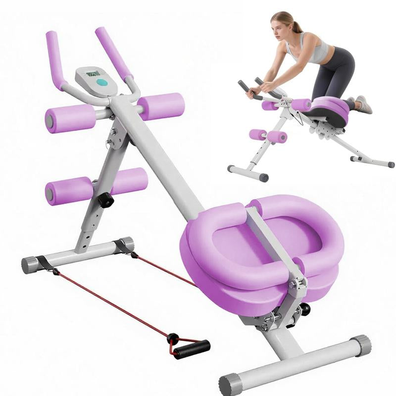 Ab Workout Equipment, Adjustable Sit-Up Machine for Full-Body Workouts and Strength Training at Home, Body-Shaping Fitness Equipment, Foldable Waist Trainer, Beginner-Friendly, Available in Pink/Purple.